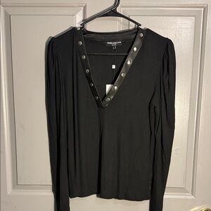 Generation Love Black Long Sleeve Top with Stud Detail